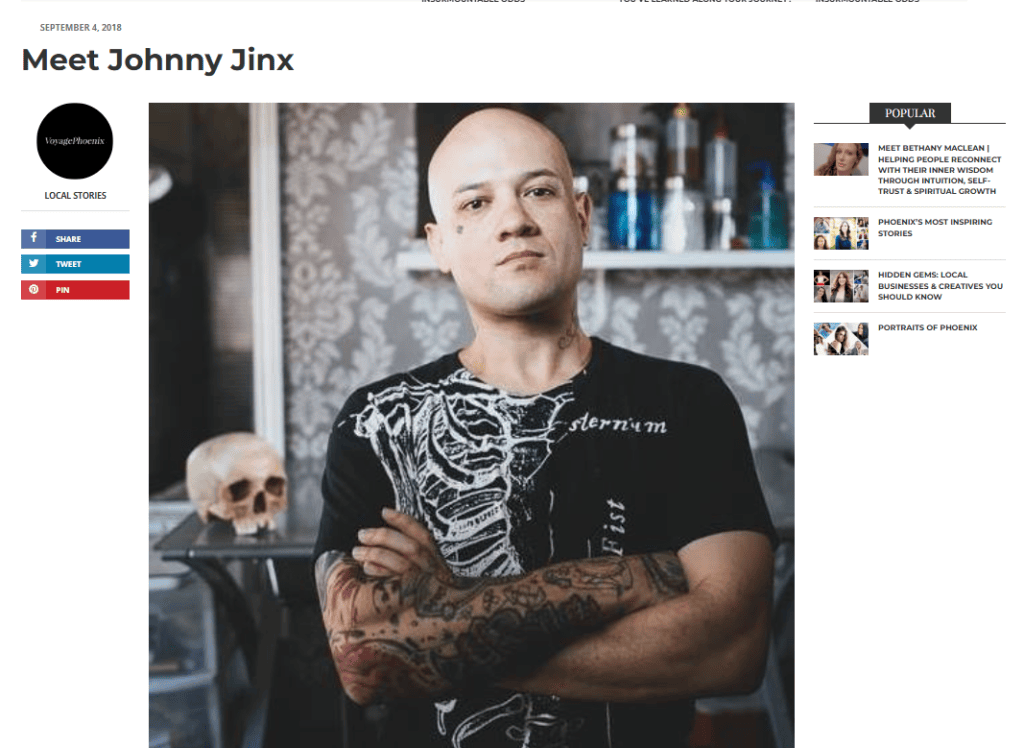 Portrait of Johnny Jinx for a 2018 VoyagePhoenix interview