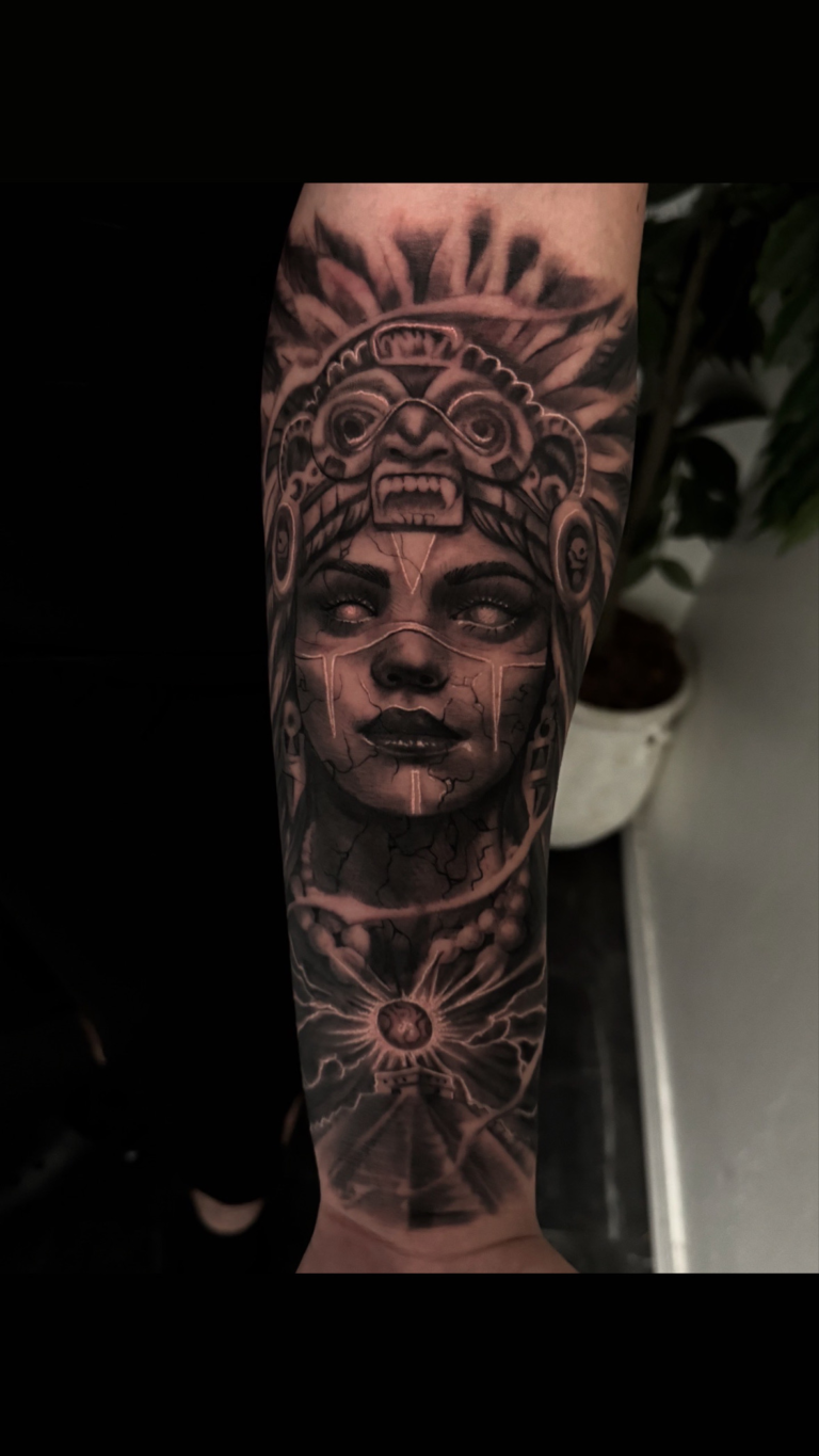 Black and gray tattoo girl
