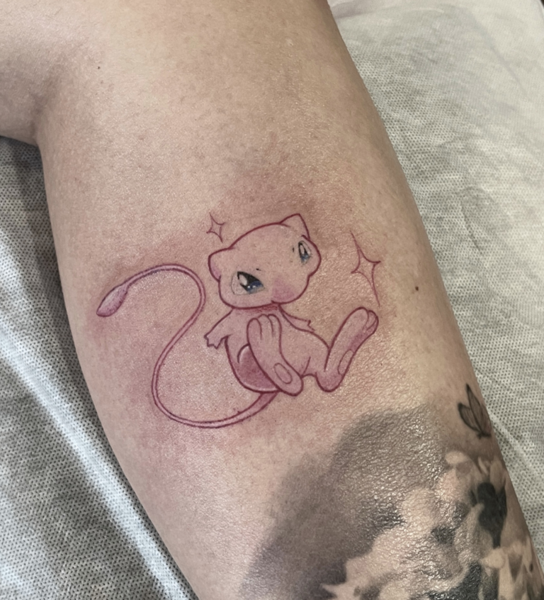 A colorful Mew tattoo